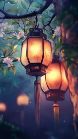 Softly glowing lanterns invite a calm evening stroll