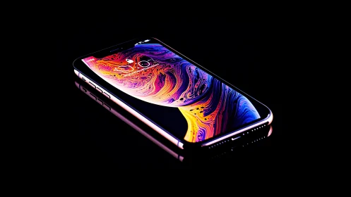 iPhone XS Max Smartphone with Vibrant Abstract Liquid Display