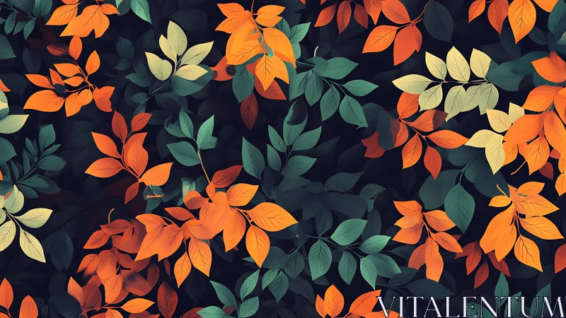 Cozy autumn leaves dancing across a deep twilight garden.