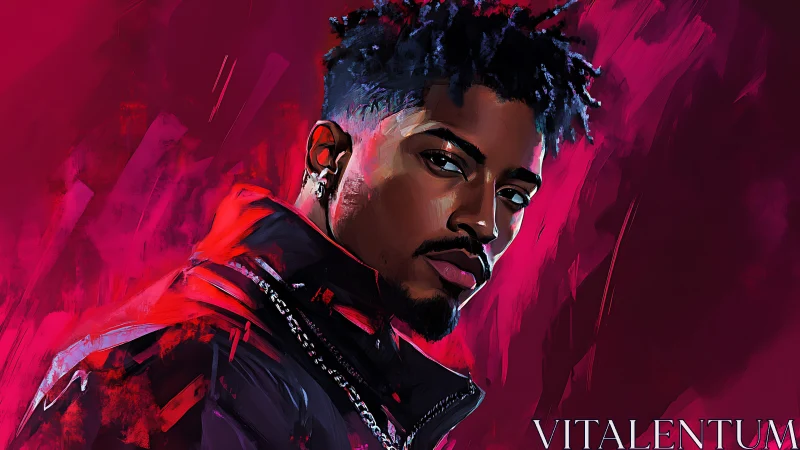 Portrait of young man in red and black digital painting