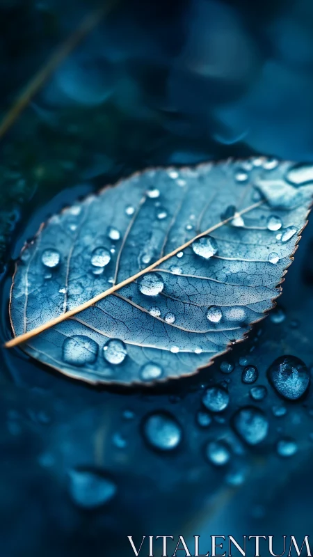 Macro hydrophobic leaf with specular raindrop distribution.