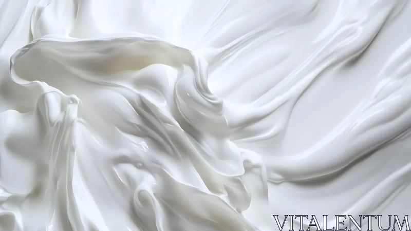 Smooth White Cream Texture Close-Up in Abstract Artistic Style.