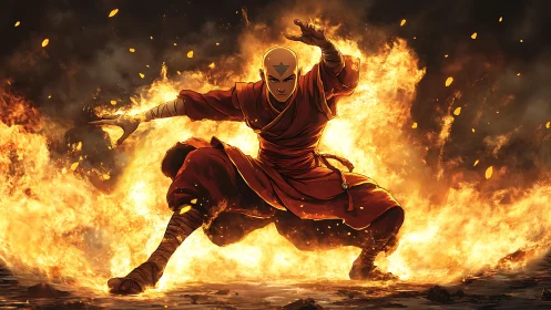 Fire Bender Character in Combat Stance.