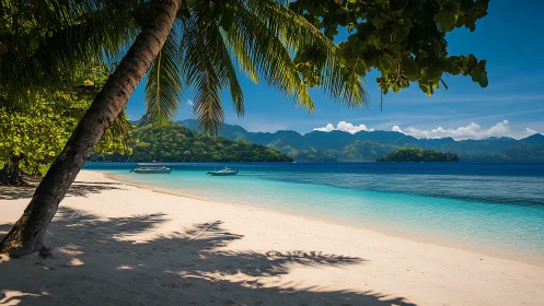 Tropical Paradise: Where Palm Trees Frame Turquoise Dreams.