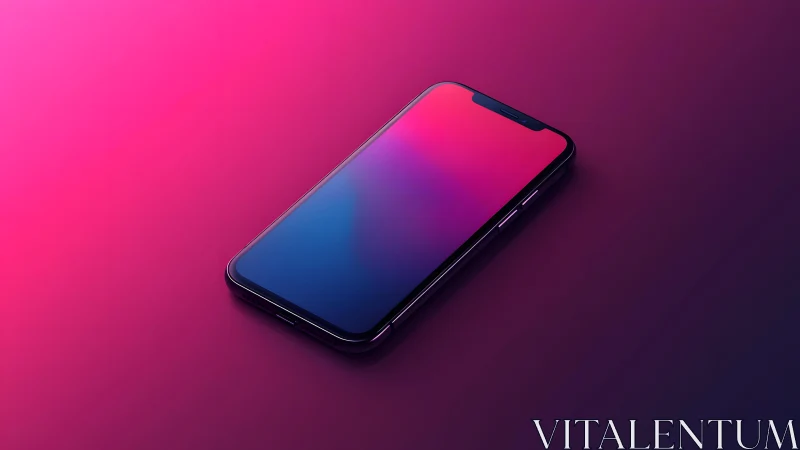Modern smartphone on gradient background in minimalistic style.