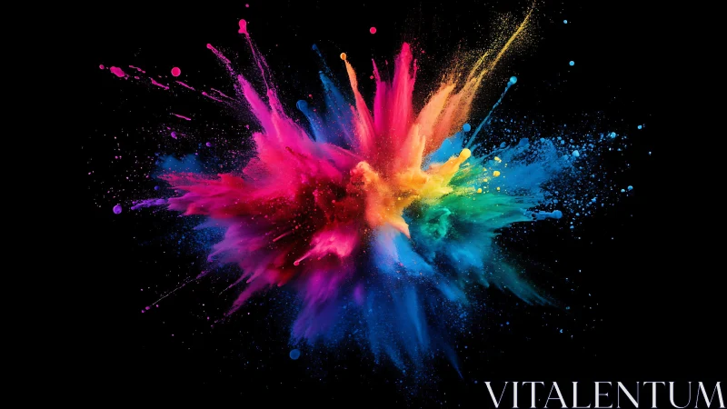 Colorburst moment where powder blooms in midnight air.