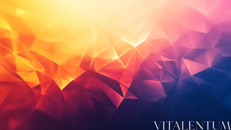 Prismatic polygon gradient with warm light burst overlay.