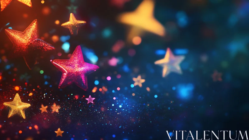 Glittering starfall drifting through a neon dream sky.