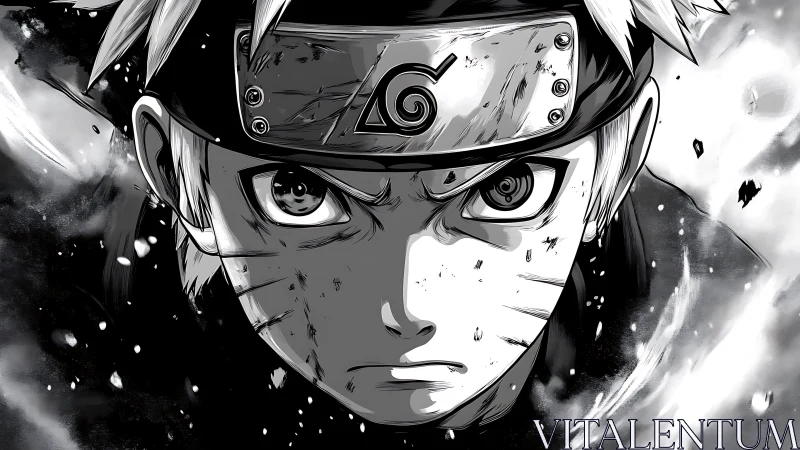 Intense anime warrior stares forward amid swirling smoke