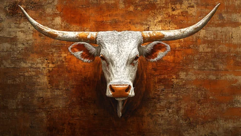 Longhorn sentinel in molten copper light stares you down.