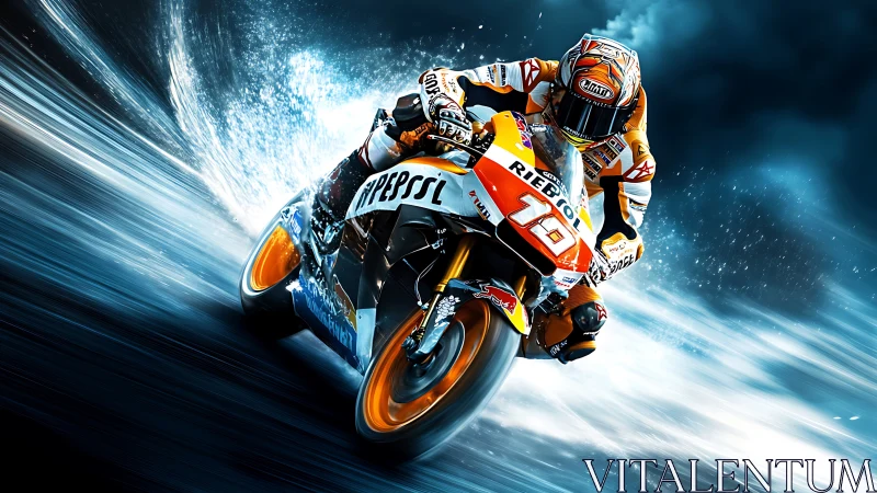 Stormrider superbike slashes through neon-tinted speed rain.