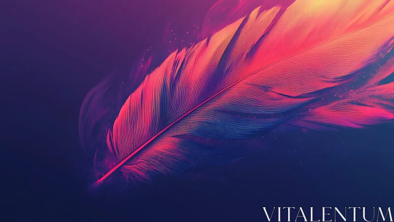 Neon feather glow on deep gradient background.
