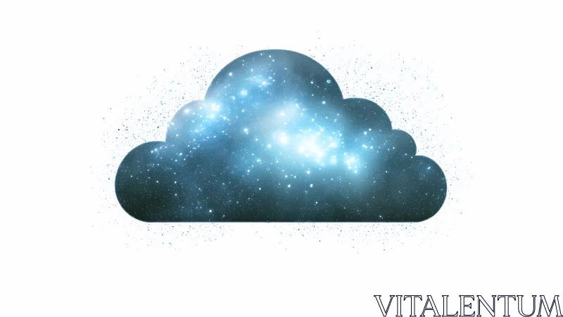 Celestial cloud icon cradling a luminous starry cosmos.