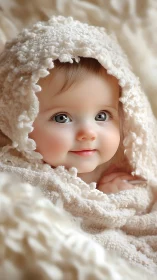 Soft-Focus Infant Portrait: Ethereal Textile Envelopment Study.