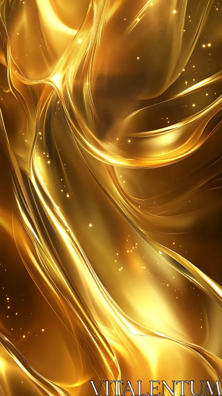 Golden liquid waves form flowing metallic abstract surface
