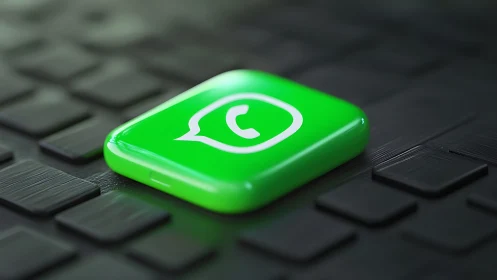 WhatsApp logo icon on dark keyboard style surface.