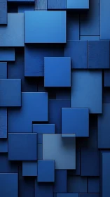 Overlapping blue rectangular panels form layered geometric structure