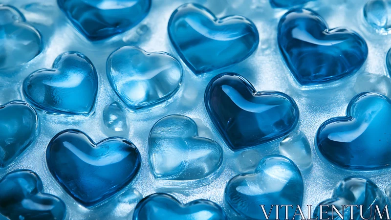 Crystal Blue Hearts Glowing With Icy Wonder.