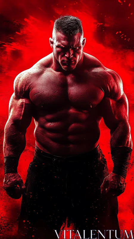 Crimson titan breathes molten fury through sculpted muscle