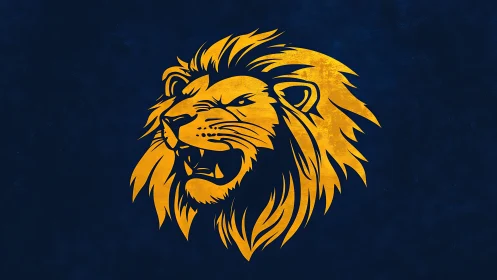 Golden lion emblem growls boldly across midnight blue