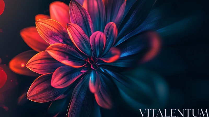 Digital macro rendering of stylized multicolor flower form.