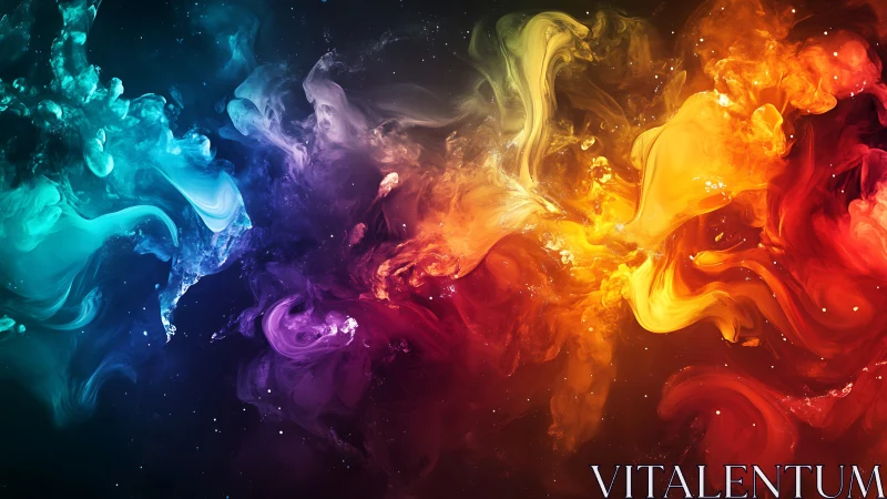 Cosmic color storm swirling through a nebula of inked fire.