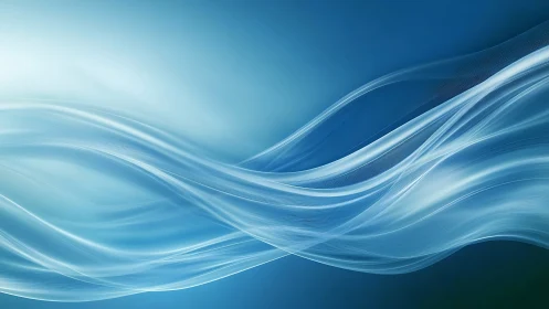 Soft blue energy waves drift gently across a calm sky