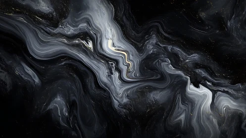 Cosmic marble currents swirl through black and silver space.