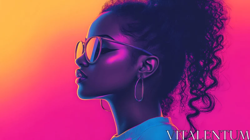 Neon profile portrait in bold gradient pop color glow.