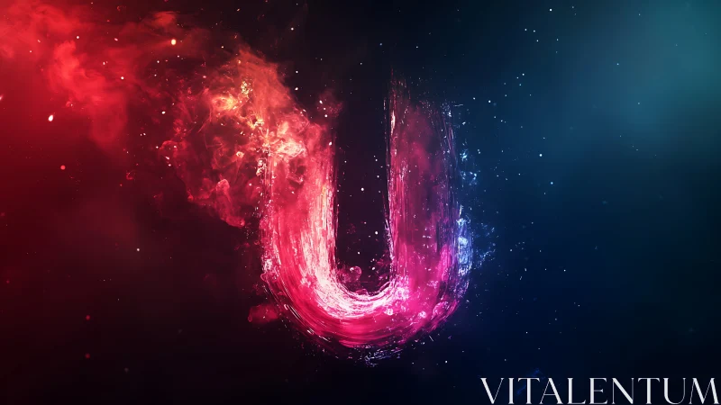 Luminescent U-shaped energy plume in high-contrast nebular field