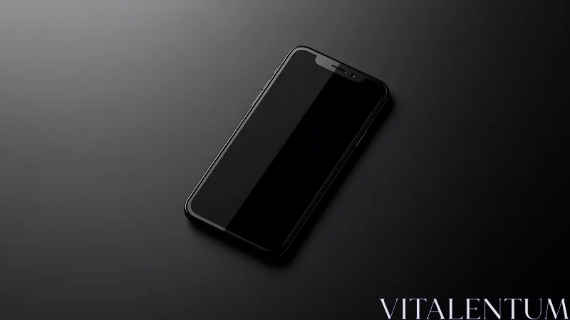 Sleek Black Smartphone Against Minimalist Dark Background