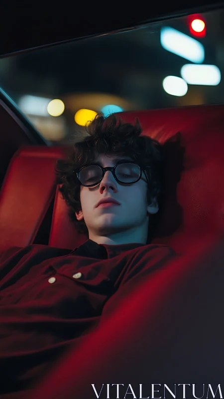 Quiet night ride with a dreamy teen lost in soft city light.