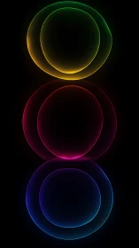 Glowing triple rings sharing soft neon light and calm energy.