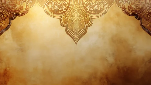 Ornate golden arch motif on textured parchment backdrop.