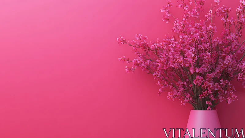 Pink Baby's Breath Bouquet on Monochromatic Pink Background