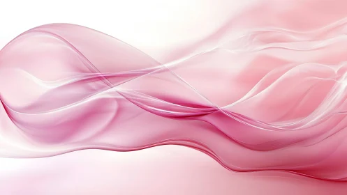Pink translucent flowing wave forms on white gradient field.