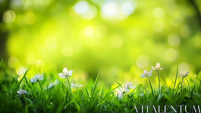 Spring Meadow with Soft Focus Bokeh Depth of Field.