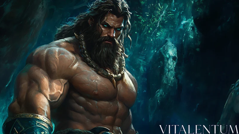 Mythic barbarian warrior rendered in high-detail digital painting