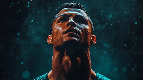 Rainlit moment of resolve with a determined athlete.