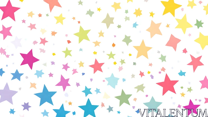 Multicolor five-point star scatter on white vector background