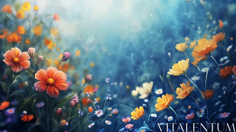 Wildflower Field with Warm and Cool Tones