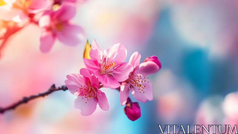 Cherry Blossoms Aglow in Pastel Reverie.