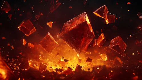 Fiery Gemstones Explosion in Motion.