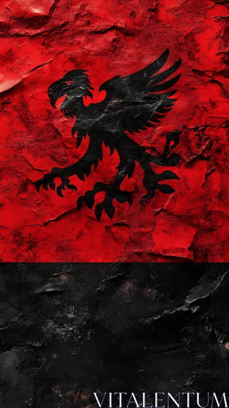 Griffin sigil clawing through cracked red and black stone.