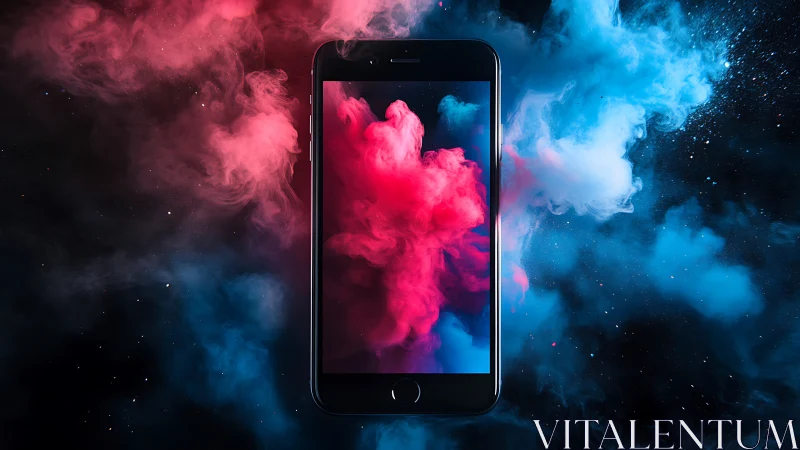 Pocket galaxy swirls through a glowing smartphone portal