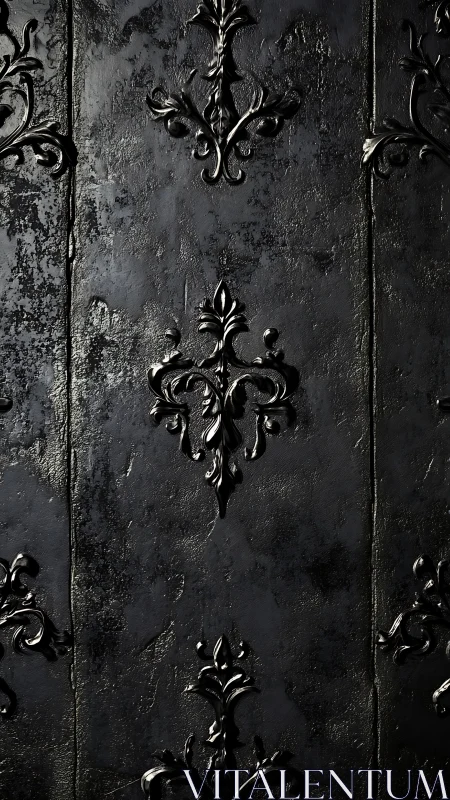 Velvety black wall embraces ornate baroque flourishes softly