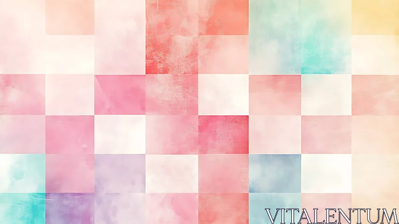 Pastel daydream grid where soft watercolor squares glow.