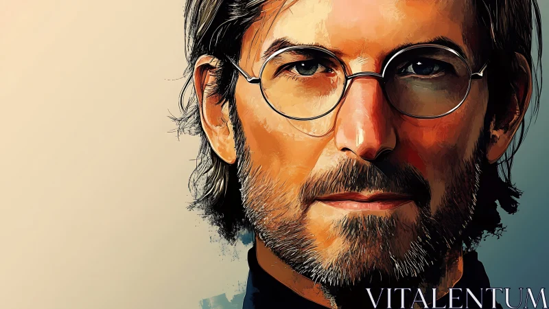 Digital portrait isolates intense gaze with warm gradients.