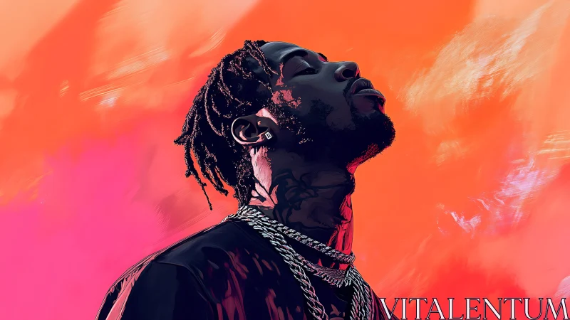 Vibrant vector portrait isolates rapper in high-contrast neon gradients