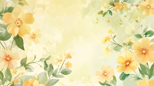 Yellow flowers with green foliage on pale background.